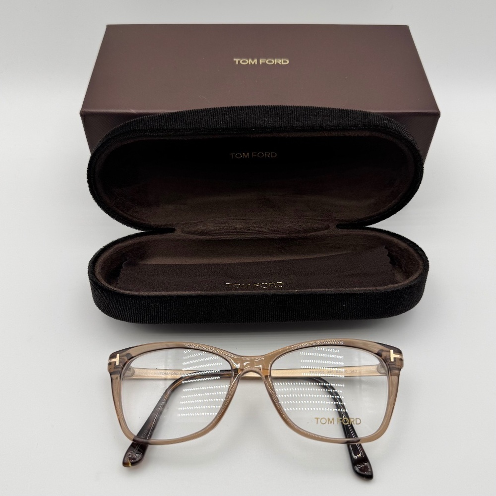 NIB Tom Ford Eyeglass Frames FT5353 045 Light Brown & Gold - Picture 2 of 10